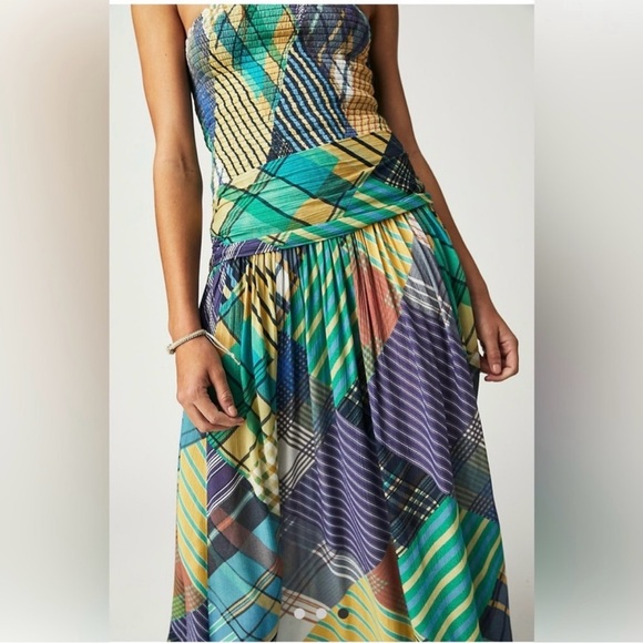 NWT Free People Samara Smocked Maxi Dress Strapless Handkerchief M *FLAWED* - Picture 5 of 14